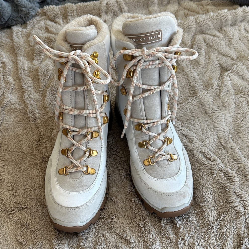 Veronica Beard Cream Winter Boots
